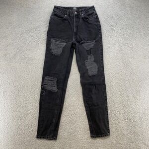 BDG Mom Jeans Womens 26 High Rise Black Denim 100% Cotton 90s Distressed Taper